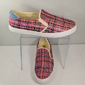 Nine West WNLALA9 Womens 11M Pink Tweed Slip On Sneakers Multi Color Textile